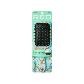Red by Kiss Designed Brush, Easy Hair Detangling & Styling, Scalp Massage & Smoothing Hairbrush, Comfortable Cushion Pad, Wet Dry Hair (Square Aqua Marble)
