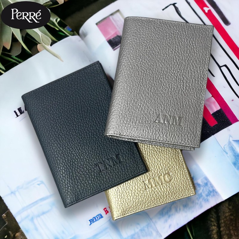 PERRÉ Porta pasaporte Bifold en Piel Genuina. Puede ser personalizado
