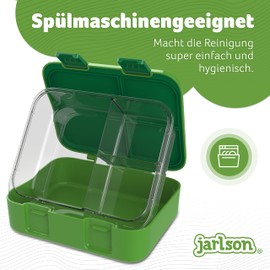 Jarlson® Mili Children's Lunch Box with Compartments, BPA-Free, Bento Box, Leak-Proof, Snack Box, Lunch Box for Nursery and School, 1000 ml, Lightweight (Dinosaur Green)
