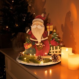 com-four® Decorative Stand for Christmas - Wooden Santa Claus to Stand Up - Christmas Decoration for Decorating and Giving (01 Pieces - Santa Claus 34 cm)