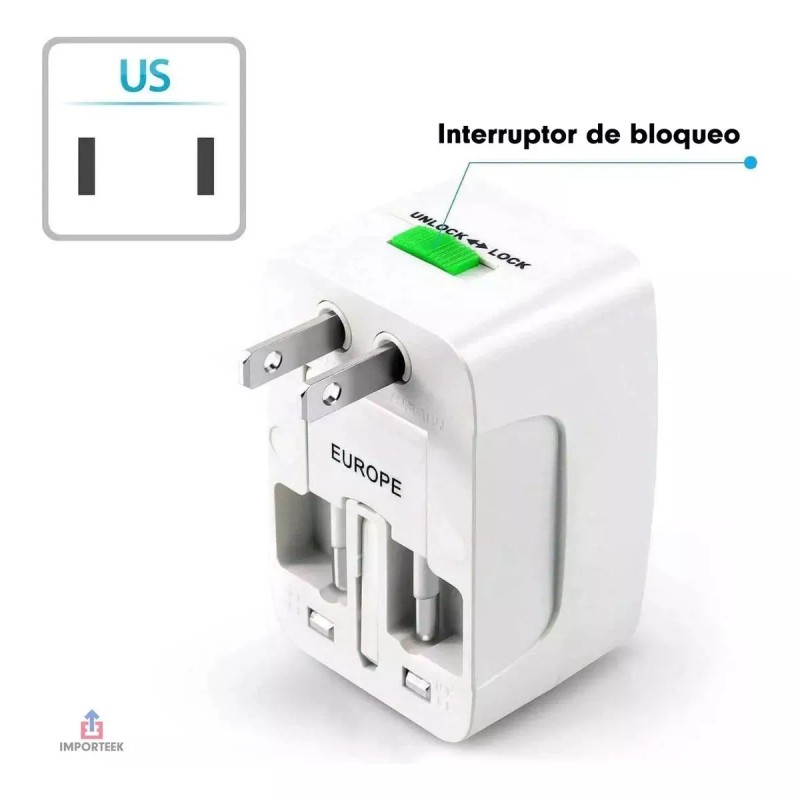 Importeek 5pz Adaptador Convertidor Clavija Corriente Universal Viaje