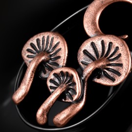 COOEAR Double FLared Tear Drop Ear Tunnels Piercing Stainless Steel Mushroom Gauges Black Earrings Plugs.