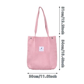 Tibapla Large Corduroy Shoulder Bag, Cord Bag, Women's Shopper Tote Bag, Corduroy Handbag, Shoulder Bags, Tote Handbag for Everyday, Office, School Trips and Shopping, pink