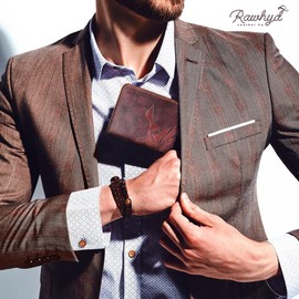 RAW HYD Full-Grain Leather Long Wallet for Men-Classic Bifold Western Wallet for Men-Minimalist Cowboy Wallets for Men-Rodeo wallets for men-Checkbook Cover & Gift for Him (Bourbon Brown)