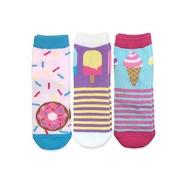 Jefferies Socks Girls' Donut Popsicle Ice Cream Novelty Crew Socks 3 Pack, Multi, Small