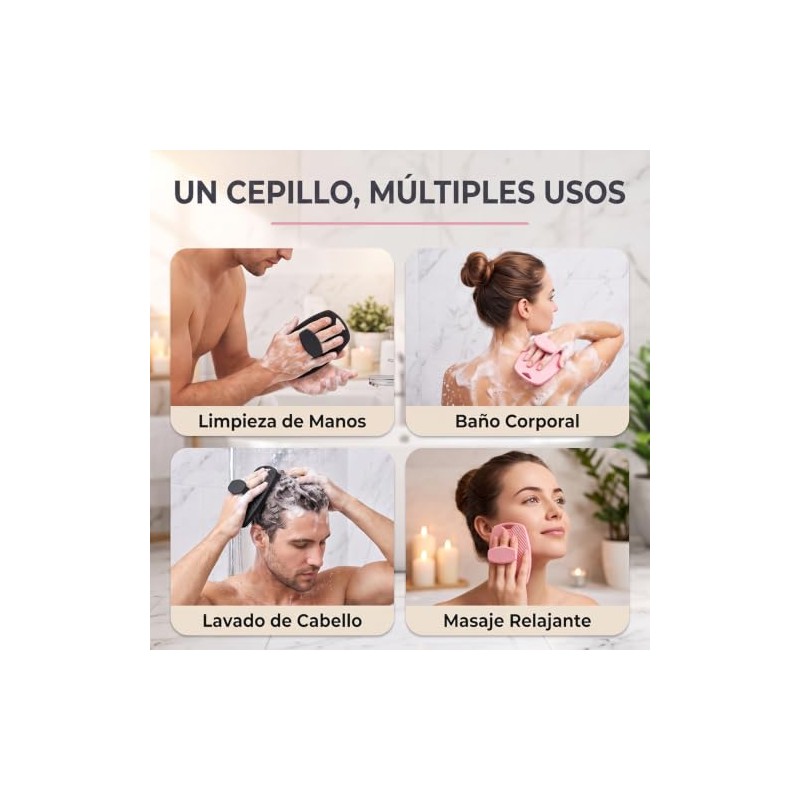 Cepillo de Silicona para Cuerpo 4 Pcs, Cepillo Corporal para