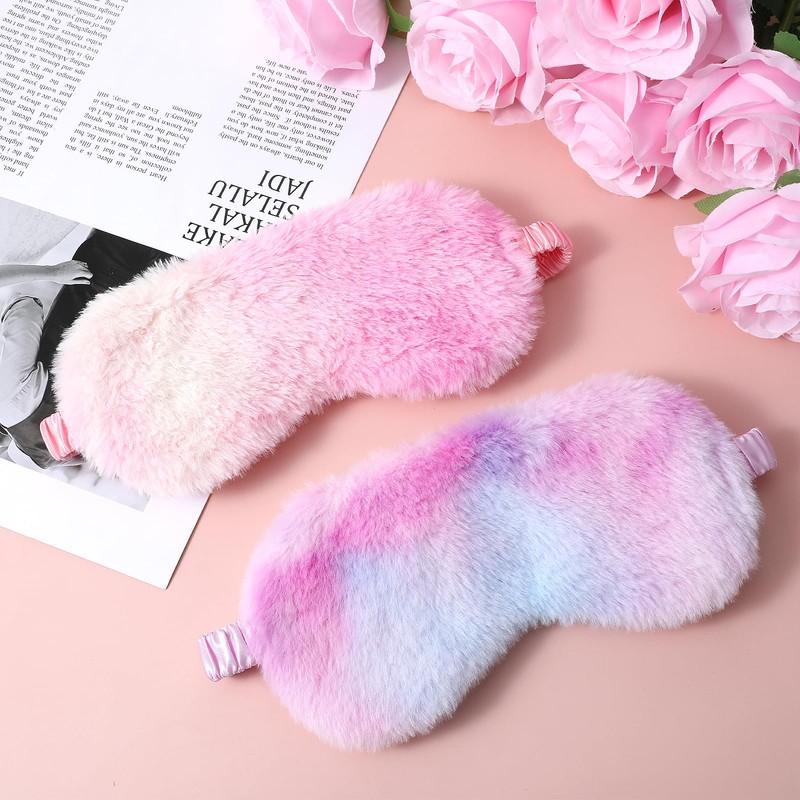 2 Pcs Plush Eye Mask Soft Sleeping Blindfold Eye Cover