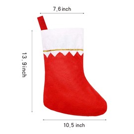 CCINEE Christmas Stockings for Christmas DIY Accessories Hanging Red Non-woven Fabric with Gold Edge Opening Width 7.5 inch
