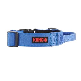 KONG Ultra Durable Padded Comfort Handle Dog Collar (Medium, Blue)