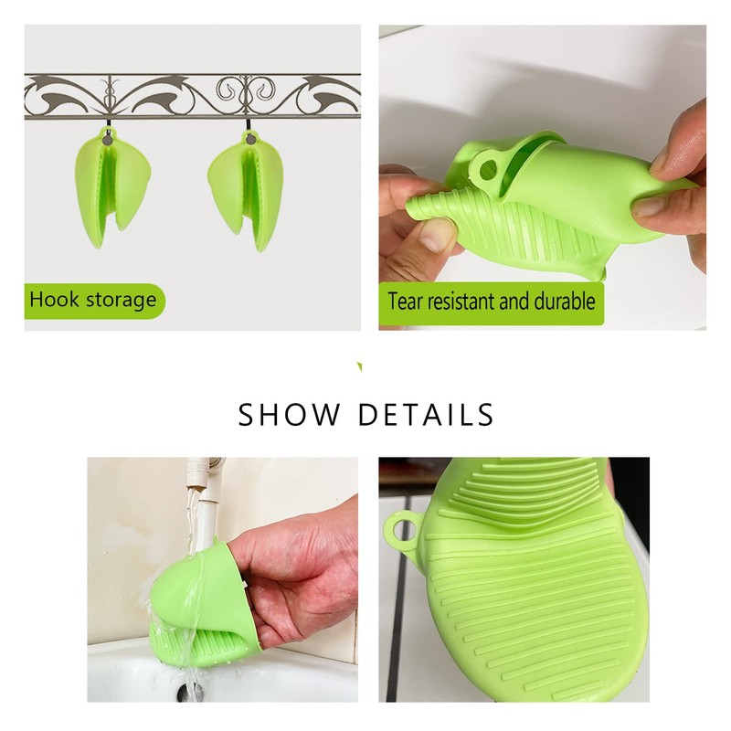 LANNEAS 2 Pairs Mini Silicone Oven Mitts Pot Holders Sets,