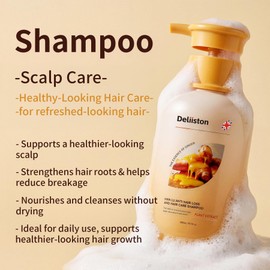 Sulfate-Free Ginger Shampoo for Thinning Hair, Ginger Root Extract Scalp Care Shampoo for Women and Men, Nourishes Hair for Fuller, Stronger-Looking Hair, Daily Use