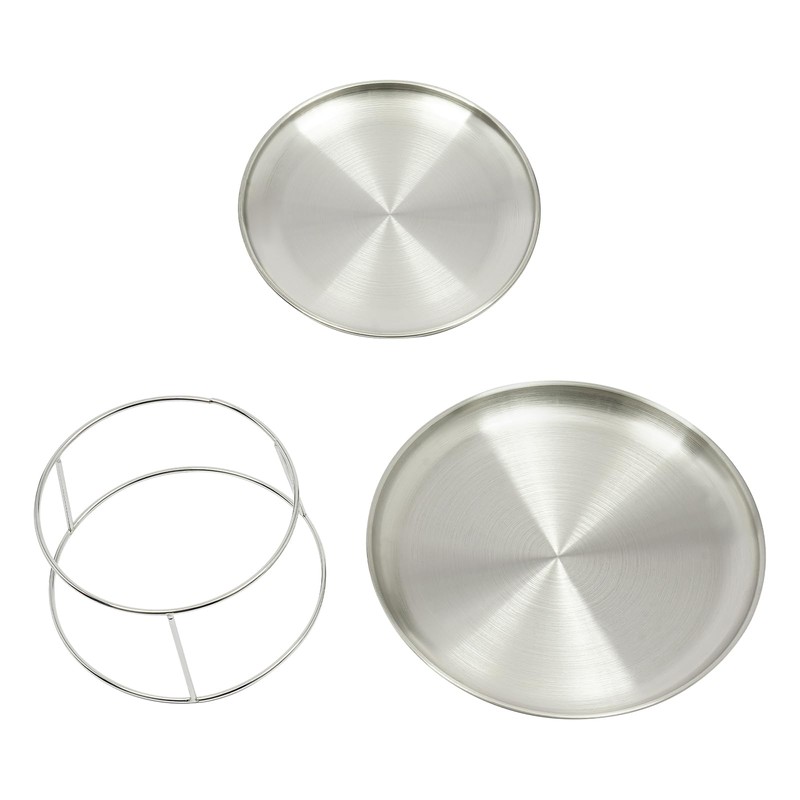 DYNAMI 2-Tier Seafood Tower Set,2pcs Thickened Stainless Steel Seafood Tray(10in+8in)