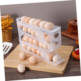 LABRIMP Egg Holder for Fridge Transparent Storage Organizer with Automatic Rolling Design Space Saving Egg Dispenser Sturdy Construction for Freshness Preservation Refrigerator Door