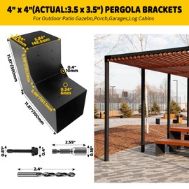 DEVALLEY 2-Way Pergola Brackets Kit, DIY L-Shaped Woodwork Brackets for 6" x 6" (Actual:5.5"x5.5") Lumber for Patio Pergolas, Gazebos, Log Cabin W/Hardware - 1 Pack