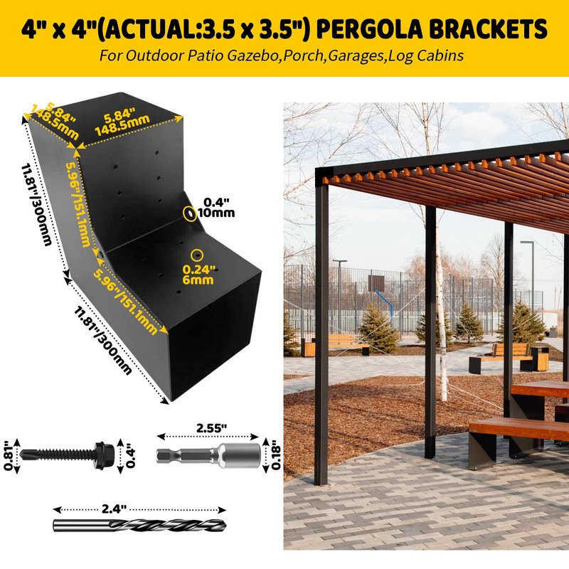 DEVALLEY 2-Way Pergola Brackets Kit, DIY L-Shaped Woodwork Brackets for