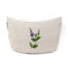 Custom Canvas Makeup Bag Wild Flowers Vintage Look A Botanical & School Supplies Pencil Tote Pouch 9x6 Inches Natural Design Only