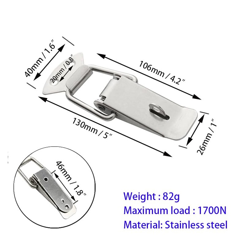 Stainless Steel Spring Toggle Latch Wooden Box Toolbox Draw Latch