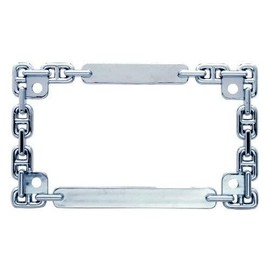 Chrome Metal Chain Motorcycle Bike License Plate Tag Frame Holder, Harley Honda, Premium Replacement Part