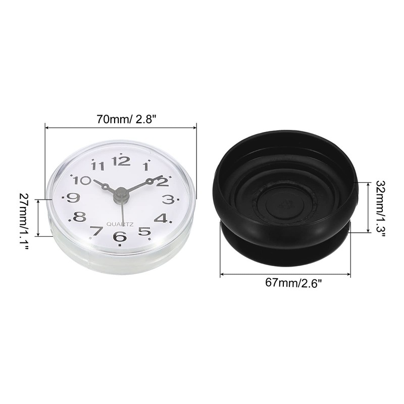 PATIKIL Waterproof Bathroom Clock Mini Round Wall Clock with Suction