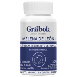 Griibok | Hongo Melena de León | 90 cápusulas de 330 mg c/u | Orgánico Vegano Sin Gluten
