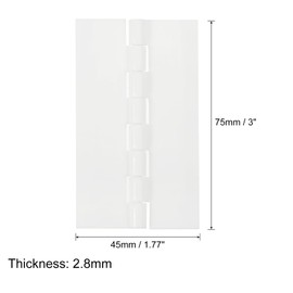 QUARKZMAN Pack of 2 Acrylic Hinges, 3 x 1.77 Inch Hardware, Foldable Hinges, Thick Piano Hinges for Suitcase, Box, Craft, White