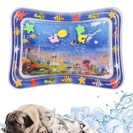 OTXKXBLP Thickened Water Sensor Play Mat, 2025 New Cat Water Mat with Fish, Sensory Water Play Mat for Cats, Anti-Scratch Cool Comfort Cat Water Play Mat, Summer Indoor Interactive Pet Toys