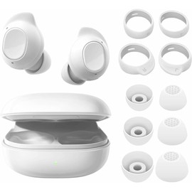 ALXCD Eartips Earhooks Kit Compatible with Galaxy Buds FE Earbuds, S/M/L 3 Pairs Silicone Earbuds Tips, S/L 2 Pairs Earhooks, Compatible with Galaxy Buds FE SM-R400 6+4 White