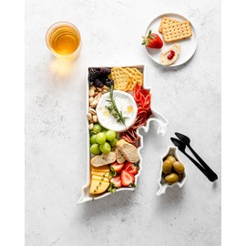 FIFTY UNITED PLATES Rhode Island Shaped Baking Dish Serving Platter or Decorative Tray Charming Porcelain Bakeware Oven Microwave and Dishwasher Safe