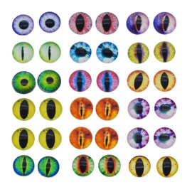 Julie Wang 20pcs Mixed Style Dragon Eyes Glass Cabochon Dome for Adult Crafts Making Jewelry Cameo Pendant Settings 25mm