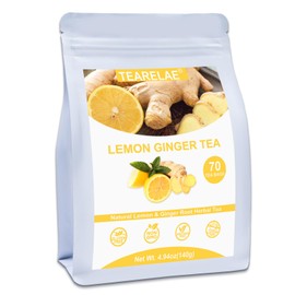 TEARELAE - Lemon Ginger Tea Bags, 70 Count - Natural & Pure Herbal Tea with Ginger Root, Lemon, Lemongrass - Non-GMO - Caffeine-free - Support Healthy Digestion