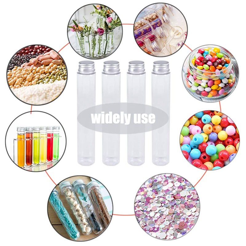 YBCPACK 15 Pcs 100 ML Clear Plastic Test Tubes with