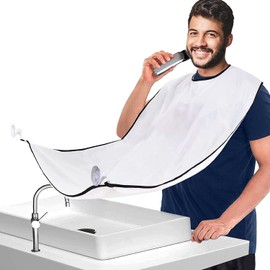 Shaving Bib Beard Bib Apron Beard Shaping Tool Beard Hair Clippings Catcher Trimming Accessories with Suction Cups Hair Nylon Beard Trimming Perfect Grooming Gift for Men Father Husband