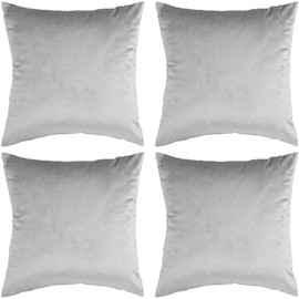 SWISSPACK 18"X 18" 4 PCS Velvet Soft Decorative Square Throw Pillow Case Cushion Covers Pillowcases for Livingroom Sofa Bedroom with Invisible Zipper!BIG SIZE! 45X45 CMS, SILVER GREY)