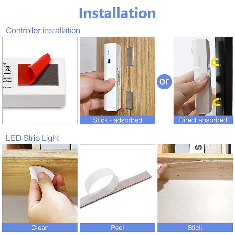 WOBANE Rechargeable Motion Sensor Strip Light, LED Closet Lights,Upgraded Battery
