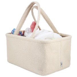 PEEKABOO Teddy Nappy Caddy Organiser - Cream, Baby Shower Gifts, Newborn Essentials, New Baby Gifts (UK Company)