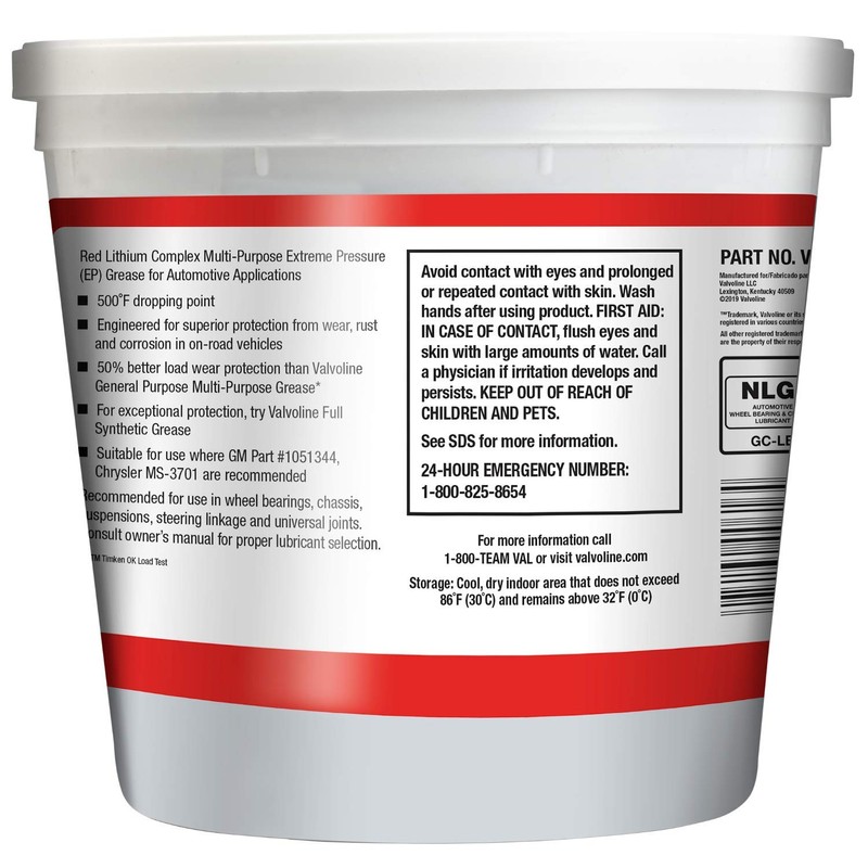 Valvoline Multi-Vehicle High Temperature Red Grease 4 LB Tub