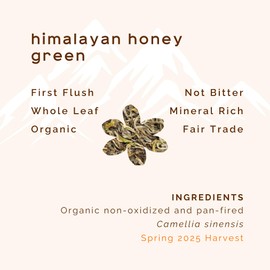 Woocup Himalayan Honey Green Tea (2 oz, 30 Servings) - Organic Himalayan Loose Leaf Tea with Natural Honeysuckle Sweetness, Green Tea Leaves for Cold Brew Tea and Hot Brew, Non GMO