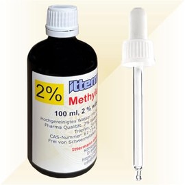 Ittermann Methylenblau, 2%, 100 ml-Fertiglösung aus hochgereinigtem Wasser (Ph.Eur.) und 2% Methylenblau (reinst USP Pharmaqualität) - Braunglasflasche - zusätzlich Glas-Pipette - Made in Germany
