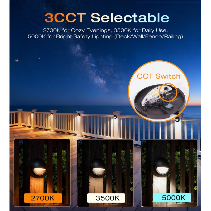 CLOUDY BAY [6 Pack] 3CCT Low Voltage LED Deck Lights