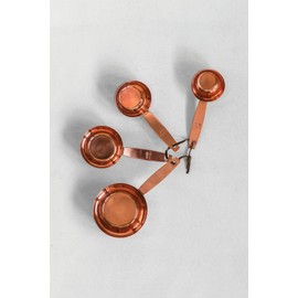 Set of 4 Metal Measuring Cups with Leather with Copper Finish