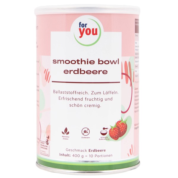 Smoothie Bowl Strawberry 400 g Fibre-Rich Smoothie Bowl for Spooning with Linseed, Apple Fibres, Psyllium Seeds, Chia Seeds, Quinoa, Coconut Flour & Acacia Fibre & Other, Vegan & 100% Natural
