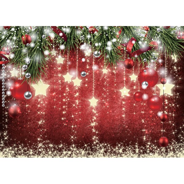 SJOLOON Christmas Backdrops Red Ball Theme Background Shining Stars Background