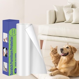 JOPOY Cat Scratch Deterrent Tape 11.8" x 9.8FT Furniture Protectors from Cats Transparent Self-Adhesive Pet Training Tape for Furniture Couch Door NOT for Leather (Transparent, 17.72" x 6.56FT)