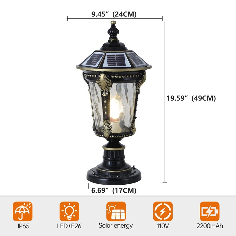 SLAWA Outdoor Post Lights Solar Column Caps Lamps Modern Exterior
