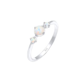 Elli Women's Ring Geo Vintage Trend with Synthetic Opal in 925 Sterling Silver, Sterling Silver, Opal