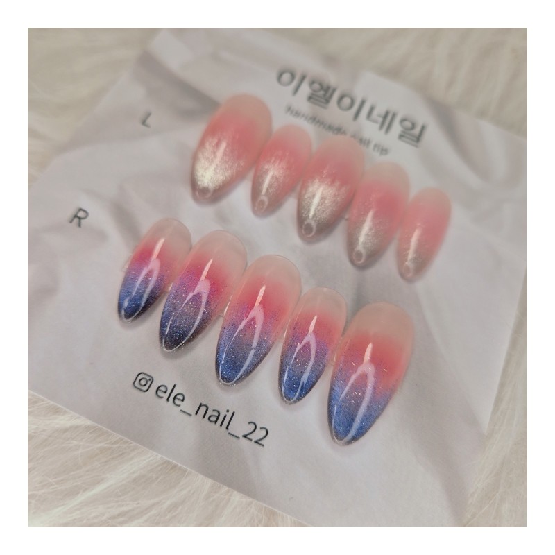 Shy Cheek Gradient Nail – Short Coffin / 수줍은 치크