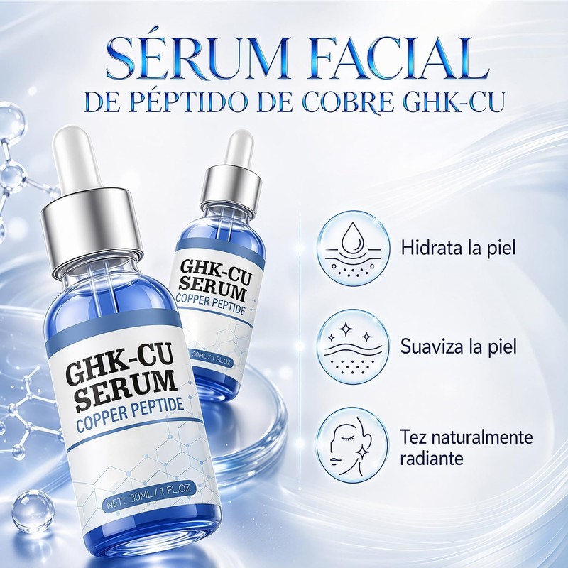 2pcs Sérum Facial de Péptido de Cobre，Reafirmante y revitalizante