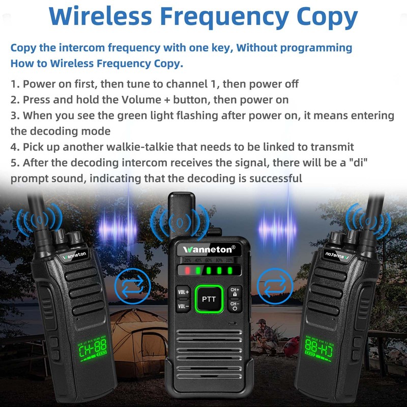 Wanneton RT22pro walkie talkies Wireless Frequency Copy Rechargeable Walkie Talkies