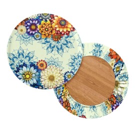 Jeiento Bright Blossom Hippie Flowers Stool Covers Round Boho Flowers Round Stool Cushion Cover with Elastic Band for Home Dining Chairs Bar Chairs Aesthetic Florals Seat Cover,Size 13"-15"