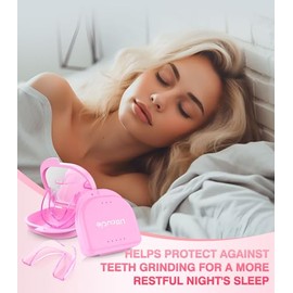 Protector antimolienda, protector bucal para rechinar dientes por la noche, protector bucal para dormir, rosa transparente, paquete de 4/2 tamaños, pr